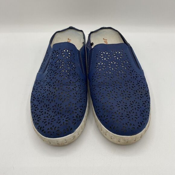 Jsport Women's Navy Floral Laser Cut Slip On Mule Sneaker Size 8 - Picture 2 of 7